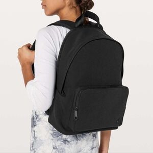 Lululemon Everyday Backpack Sturdy Heavy Duty Black Canvas Padded Straps & Back